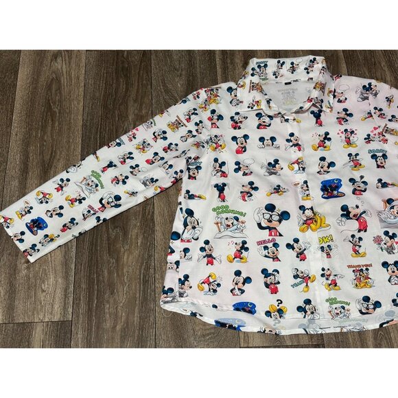 MICKEY & FRIENDS WOMENS SHIRT BUTTON UP XL LONG SLEEVE UNBRANDED LIGHT PINK - Picture 4 of 11
